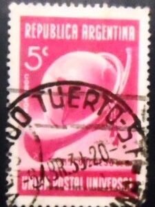 Selo postal da Argentina de 1939 Allegorical representation of the UPU 5 U