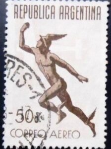 Selo postal da Argentina de 1940 Mercury 50 U