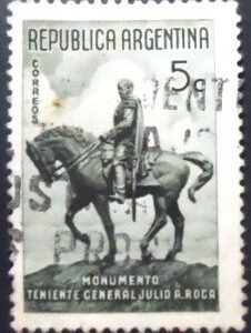 Selo postal da Argentina de 1941 Statue of Gen. Julio Roca U