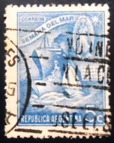Selo postal da Argentina de 1944 2 Ships and a Sailboat 5 U