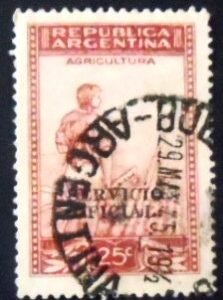 Selo postal da Argentina de 1937 Agriculture ovpt 25 U D