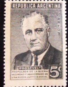 Selo postal da Argentina de 1946 Franklin D. Roosevelt N