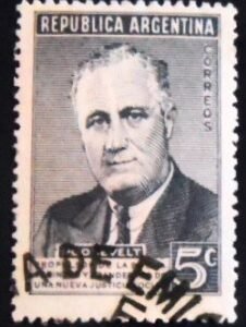 Selo postal da Argentina de 1946 Franklin D. Roosevelt N