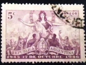 Selo postal da Argentina de 1946 Revolution of October 17th 1945 U