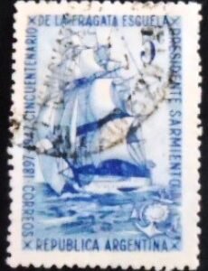 Selo postal da Argentina de 1947 School ship Presidente Sarmiento 5 U