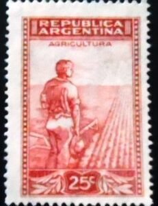 Selo postal da Argentina de 1936 Agriculture U sev