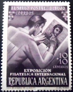 Selo postal da Argentina de 1950 E.F.I.R.A Buenos Aires 10 + 10 N