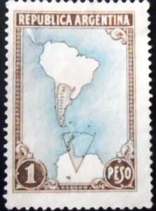 Selo postal da Argentina de 1937 South America Map Without Borderlines 1 N sev