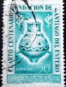 Selo postal da Argentina de 1953 4th Centenary of town Santiago del Estero