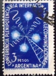 Selo postal da Argentina de 1954 Wireless Communications U