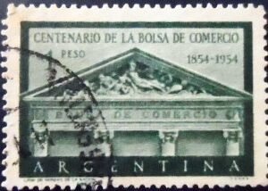 Selo postal da Argentina de 1954 Stock Exchange in Buenos Aires U