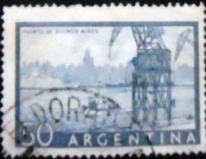Selo postal da Argentina de 1956 Harbor of Buenos Aires U sev