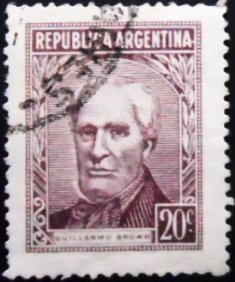 Selo postal da Argentina de 1956 Guillermo Brown 20 N