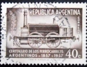 Selo postal da Argentina de 1957 Locomotive "La Porteña" U