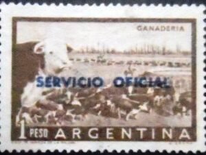 Selo postal Argentina 1958 Cattle Ranch ovpt 1 N D