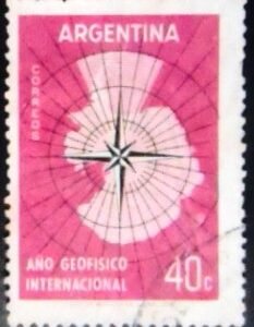Selo postal da Argentina de 1958 International Geophysical Year U