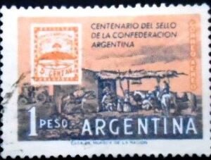Selo postal da Argentina de 1958 Confederation Stamps U