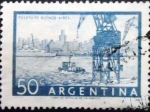 Selo postal da Argentina de 1959 Harbor of Buenos Aires U sev