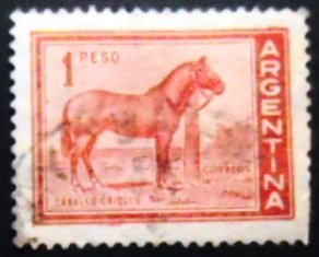 Selo postal da Argentina de 1959 Horse U