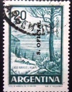 Selo postal Argentina 1960 Nahuel Huapi Lake 20 ovpt U D