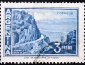 Selo postal da Argentina de 1960 Catamarca Cuesta de Zapata U