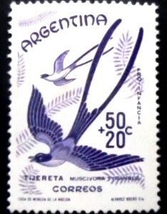 Selo postal da Argentina de 1960 Fork-tailed Flycatcher M