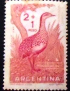 Selo postal da Argentina de 1960 Red-winged Tinamou N