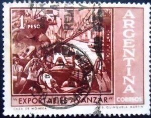 Selo postal da Argentina de 1961 Grain export U