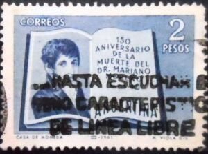 Selo postal da Argentina de 1961 Mariano Moreno U