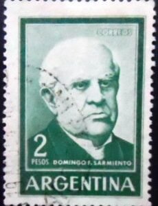 Selo postal da Argentina de 1962 Domingo Faustino Sarmiento 2 U sev
