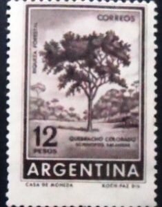 Selo postal da Argentina de 1962 Red Quebracho 12 M