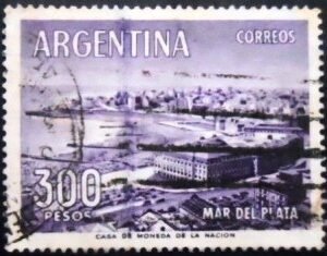 Selo postal da Argentina de 1962 View of Mar del Plata U
