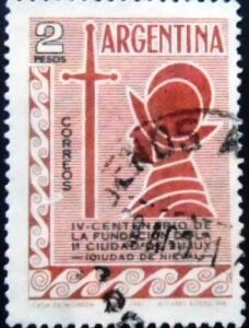Selo postal da Argentina de 1961 400 years town of Jujui U