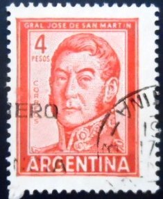 Selo postal da Argentina de 1962 José Francisco de San Martín 4 U sev