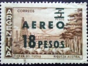 Selo postal da Argentina de 1962 Overprint Aéreo 18 pesos U