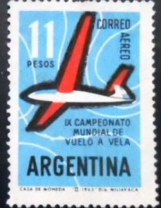 Selo postal da Argetiina de 1963 Glider N