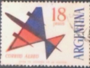 Selo postal da Argentina de 1963 Stylized aircraft 18 U