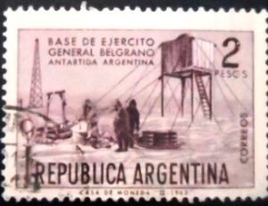 Selo postal da Argentina de 1965 Military Base General Belgrano U