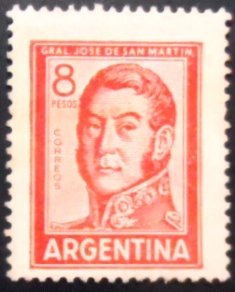 Selo postal da Argentina de 1965 José Francisco de San Martin 8 U