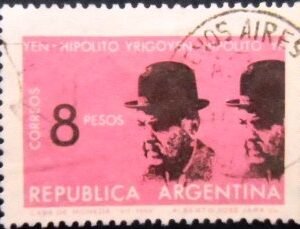 Selo postal da Argentina de 1965 Hipólito Yrigoyen U