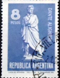 Selo postal da Argentina de 1965 Dante Alighieri U