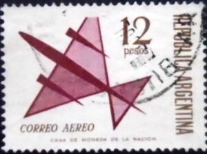 Selo postal da Argentina de 1965 Stylized aircraft 12 U