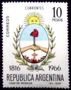 Selo postal da Argentina de 1966 Corrientes M