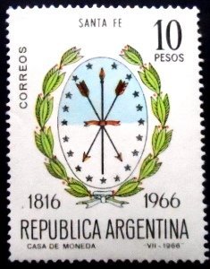 Selo postal da Argentina de 1966 Santa Fé M