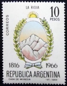 Selo postal da Argentina de 1966 La Rioja M