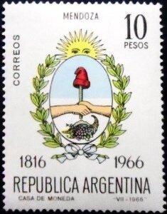 Selo postal da Argentina de 1966 Mendoza M