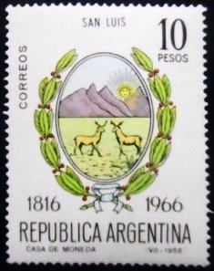 Selo postal da Argentina de 1966 San Luis M