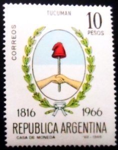 Selo postal da Argentina de 1966 Tucuman M