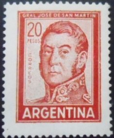 Selo postal da Argentina de 1967 José Francisco de San Martín 20 N