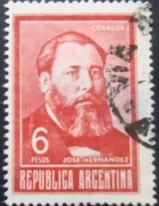 Selo postal da Argentina de 1967 José Hernández 6 U